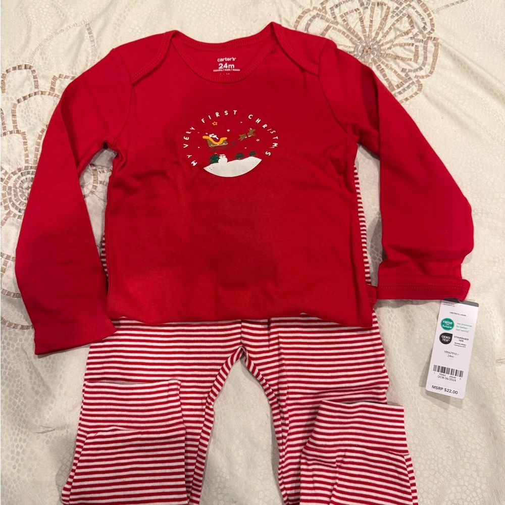 Carter's Festive Red Pajama Set with Stripes